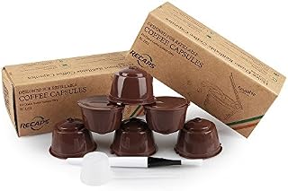 RECAPS Refillable Coffee Fillter Refilling Reusable Coffee Pods Compatible with Dolce Gusto Brewers 6 Pack Brown