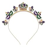 Mardi Gras Headband Women Glitter Mask Crown Fleur de Lis Hairband Headpiece Carnival Party Hair Acc