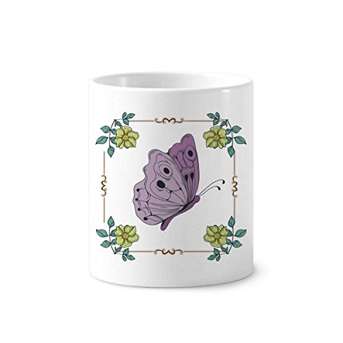 Porte-brosse à dents céramique papillon pourpre pot crayons bureau tasse 350ml