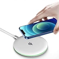 MMOBIEL Handy Ladestation 15W Qi Ladegerät- Induktives Lade Charging Pad kompatibel mit Samsung und iPhone Ladegerät - Ladepad auch kompatibel mit AirPods und Galaxy Buds – Wireless Charger - Weiß – Ansicht 2