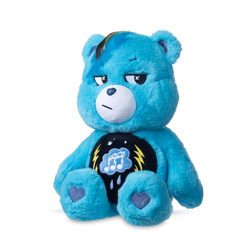 Basic Fun Care Bears 22cm Rock Theme Plush, Grumpy Bear Eco-Friendly Soft Toy with Lightning Belly Badge - Image 2