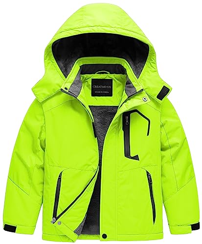 CREATMO US Boy's Waterproof Ski Jacket Warm Winter Snow Coat Windproof Snowboarding Rain Jacket