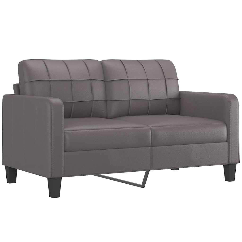 vidaXL Sofa 2 Sitzer, Couch für Wohnzimmer, Polstersofa mit Metallgestell, Loungesofa Zweisitzer Wohnzimmersofa Wohnzimmermöbel, Grau Kunstleder