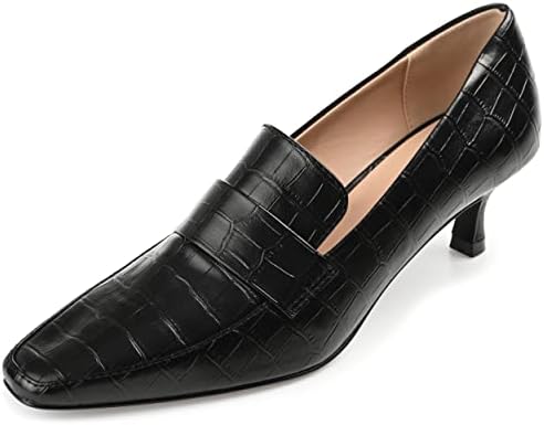 Journee Collection Womens Celina Loafer with Square Toe and Kitten Heel, Black, 10 | Image 6