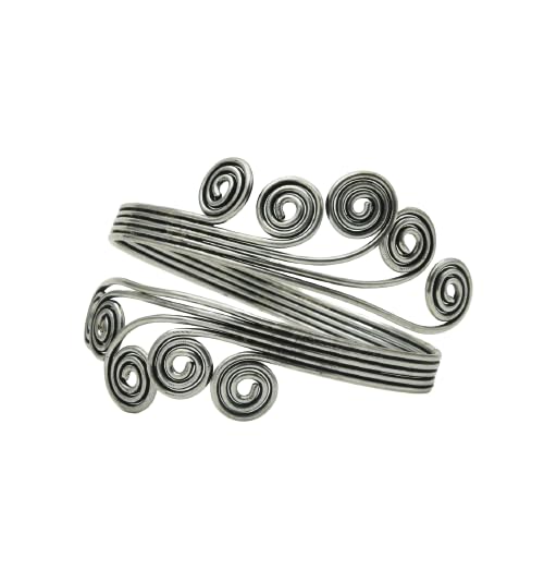 El Regalo 1 PC Oxidized Vintage Spiral Armlet in Antique Finish- Filigree Adjustable Spiral Brass Arm Cuff Bracelet (Antique Silver) (B0CL9ZZGRW) Amazon Price History, Amazon Price Tracker