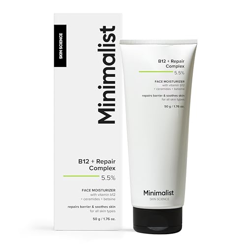 Image of Minimalist Barrier Repair Face Moisturizer with Vitamin B12 Complex 5.5% with Ceramides for All Skin Types | Strengthens Skin Barrier, Boosts Hydration, Soothing, Lightweight Gel Texture | 50 gm