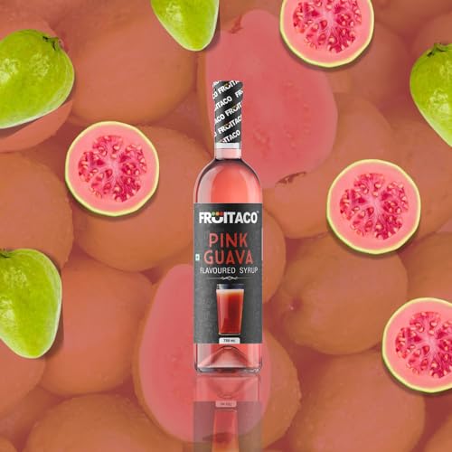 Image of Fruitaco Pink Guava Syrup: Perfect Mixer for Enhancing Mocktails & Cocktails, Drinks, and Mojitos at Parties, Conveniently Packaged in a 750ml Bottle for All Your Mixing Needs | Non-Alcoholic