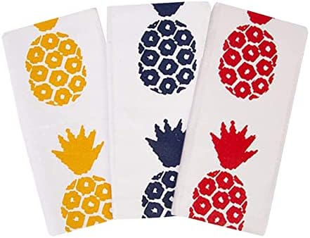Candy Cottons Kitchen Dish Towels, 100% Cotton Extra Large Tea Towels, Pineapple Printed, Pack of 3 Kitchen Towels of Size 18 X 28 Inches, for Everyday Kitchen Cooking