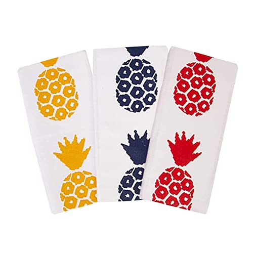 Candy Cottons Kitchen Dish Towels, 100% Cotton Extra Large Tea Towels, Pineapple Printed, Pack of 3 Kitchen Towels of Size 18 X 28 Inches, for Everyday Kitchen Cooking
