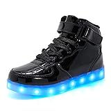  Sily Life Unisex Enfants Garçon Fille Mode LED Lumineuse Dessus 7 Couleurs Clignotants USB Rechargeable Mutilsport Décontractée Chaussures Securité Mode Haut Shoes Sneaker