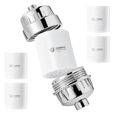 20-Stage Shower Head Filter Replacement Cartridge – Universal Shower Water Filter for Hard Water, Reduces Chlorine & Impurities for Softer Skin & Healthier Hair – High Output, Long-Lasting (Four Pack)