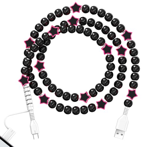 Coolden USB C Cable 2 in 1 Multi Charging Cable Stylish Star Beaded Charger Cord for Women Girls for iPhone Charger Cord USB to USB C Cable for iPhone 17/16/15/14, for iPad Pro, for Samsung S25/S24