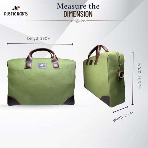 Image of Rustic Roots Laptop Bags for Men Office Use | Canvas Leather Laptop Messenger Bag | Laptop Side Bag for Man | Men's Work Briefcase Sling Bag | Casual Laptop Shoulder Bag