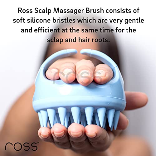Image of Ross Hair Scalp Manual Massager Shampoo Hair Brush with Soft Silicone Bristles for Anti Dandruff, Exfoliating Care (Blue)