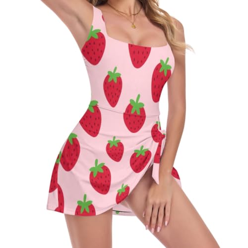Maillot de bain une pièce rouge fraise pour femme avec effet push up galbant