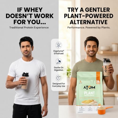 Image of AS-IT-IS ATOM Plant Protein Complex: 26g Protein, 1kg, Choco Hazel Fusion - Clean, Easy to Digest | Complete Protein with Added Amino Acids, Ashwagandha & DigeZyme