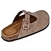 Unisex Cork Footbed Clogs, PU Leather Upper, Adjustable Buckle, Black, Arch Support, Flat Heel, Women's Sandals Comfortable Footwear with Arch Support, Fashion, Chic, and Trendy, Autumn, Four Seasons, Closed Toe, Round Toe (STONE, Adult, Women, 8.5, Numeric, US Footwear Size System, Medium)