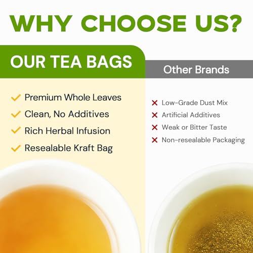 Mullein Leaf Tea Bags for Lung Support, 20 Tea Bags, Herbal Tea from Mullein Leaves, Caffeine Free, No Sugar — view 5