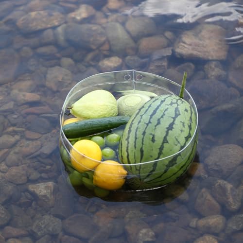 Zoejiuju 2PCS 10L (2.2 Gallon) Collapsible Basket,Portable Outdoor Camping Picnic Foldable Fruit Water Basin, Ice Bucket Clear Bag, PVC Beer Cooler, Laundry Washbasin-Clear