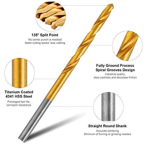 image for AimmiNate 60 PCS Mini Drill Bits Set, 1/8 1/16 3/64 5/64 3/32 7/64 Sma