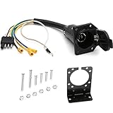 NEW SUN 4 Flat to 7 Way Blade Trailer Adapter Electrical Connector with Mounting Bracket