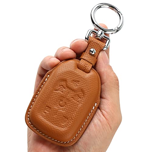 Nuosson Genuine Leather Smart Key Fob Case Cover Protector With Leather Key Chain,Key Shell Compatible For Chevrolet Tahoe, Suburban, Gmc Yukon, Yukon Xl, Yukon Denali (6-Button，Brown) #TOP1