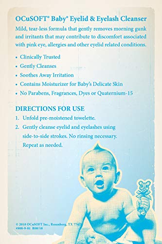 OCuSOFT Baby Eyelid and Eyelash Cleanser, Pre-Moistened Towelette, 20 Count