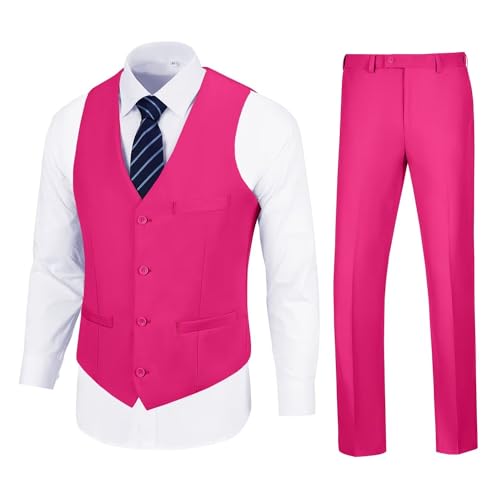 Men's 2 Piece Slim Fit Suit Wedding Suits Groomsmen Prom Tuxedos Suits Mens Vest Pants Set