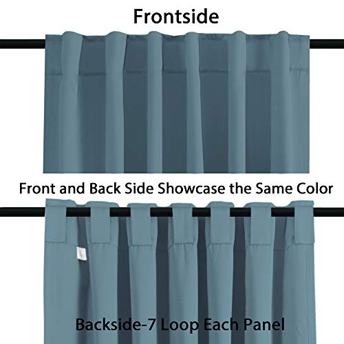 H.versailtex Blackout Curtains Thermal Insulated Window Treatment Panels Room Darkening Blackout Drapes For Living Room Back Tab/Rod Pocket Bedroom Draperies, 52 X 84 Inch, Stone Blue, 2 Panels #TOP4