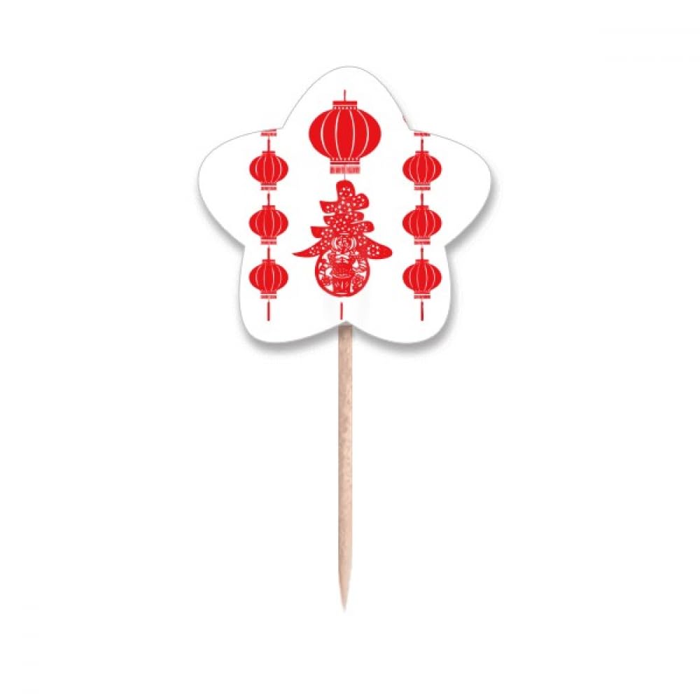 Pics cupcake drapeau chinois pour buffet de fête thématique