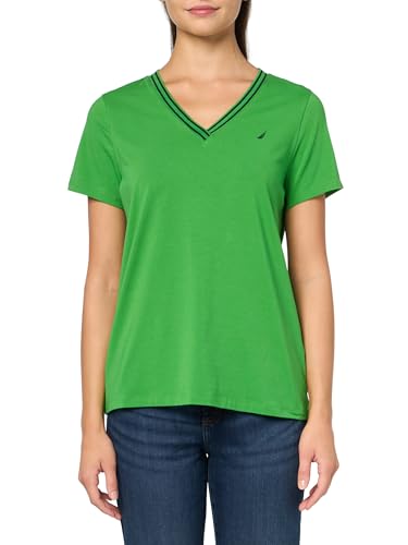 Image of Nautica Women's Solid V-Neck Short Sleeve T-Shirt Shirt