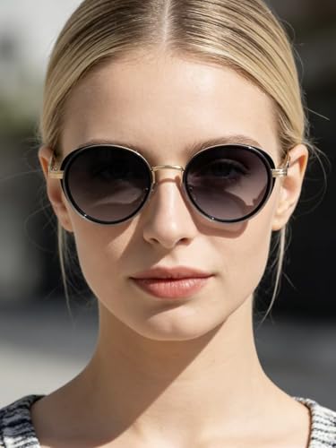Image of Fashion Sunglasses for Women Metal Frame Round Shades Circular Sunnies(2A409)