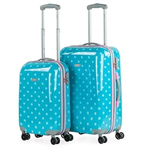SKPAT – Set van polkadotkoffers voor kinderreizen 4 wielen Trolley 55/65 cm bedrukt polycarbonaat. Stijf en licht. Goede kwaliteit en mooi design.