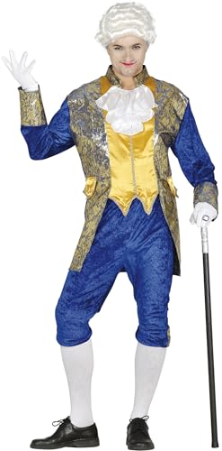 FIESTAS GUIRCA | Disfraz de Marqués Azul para Hombre (52-54/L) - Veste, Pantalon et Plastron - Costume d'Époque pour Carnaval, Halloween et Fêtes de Déguisements...