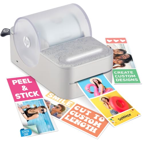 Image of HP Sprocket Panorama Instant Color Label & Smartphone Photo Printer - Portable - Personalize Prints 2 inch x .5 inch- 9 inch on Zink Sticky-Back Photos - Create Photobooth Strips & Custom Designs in App - Grey