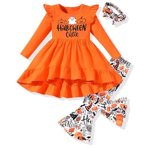 HINTINA Toddler little Girl Bell Bottoms Tunic Floral Outfits Ruffle Long Sleeve Fall Winter Clothes Set