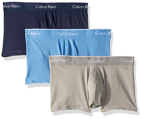 Calvin Klein Men's Microfiber Stretch Multipack Low Rise Trunks, Mood Indigo/Grey Heather/Provence, M