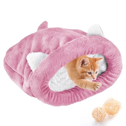 NCONCO Sac de couchage pour chat - Lit pour animal domestique - Chaud - Confortable - Couverture - Auto-chauffant - Grotte à moitié couverte pour chat et...