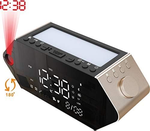 Projection Alarm Clock, Clock Radio for Bedrooms, Sunrise Alarm Clock, Dual Alarms with USB Chargers, Snooze, Night Light Alarm for Kids, Bluetooth Speaker with Sleep Song, Sleep Timer clock for Girls