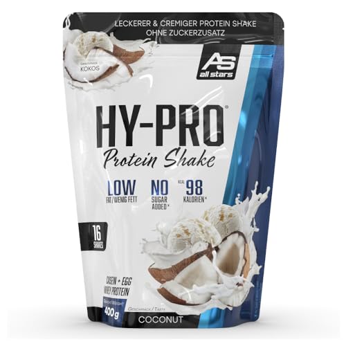 ALL STARS Hy-Pro Whey Protein Pulver ohne Zucker 400g Coconut - Cremiger Shake mit 30g Eiweiß pro Portion, 4 hochwertige Proteinkomponenten