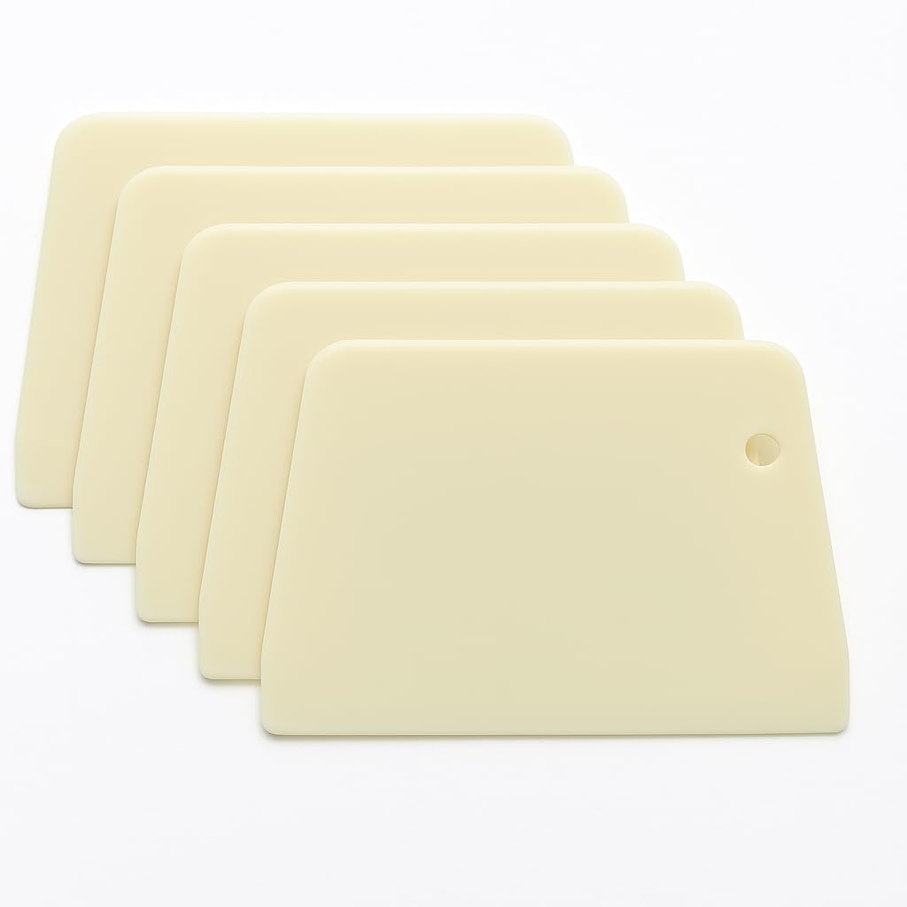 Bakers Paradise Dough Scraper Bowl Scraper | Flexible Food Safe Plastic Dough Cutter for Baking, Bread, Cake, Pastry & Fondant | Multipurpose Kitchen Scraper Tool for Mixing & Icing-(Pack of 5)