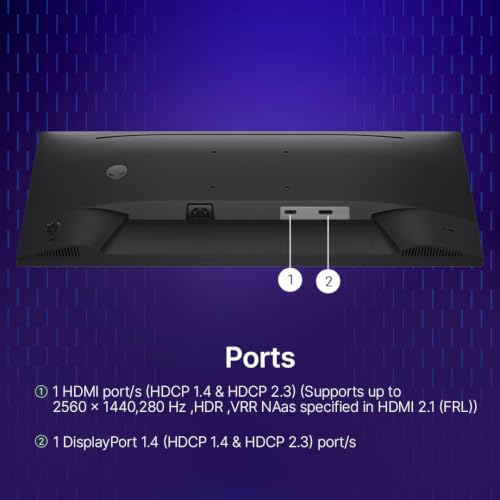 Image of Alienware AW2726DL 27 Inch QHD Gaming Monitor, 280Hz Refresh Rate, 1ms Response, AMD FreeSync Premium VESA AdaptiveSync Compatible, HDR10, IPS Display - Premium Esports Performance