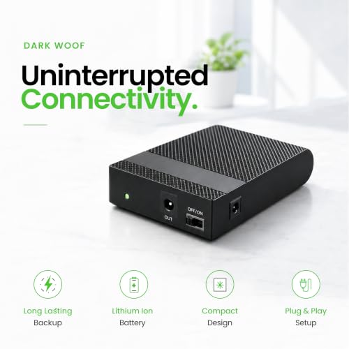 Image of Mini Router UPS by Dark Woof 12V WiFi Broadband Fiber Modem | 8 Hours WiFi Ups Power Backup | Ups for Router at Power Cuts | 12V /2A Plug & Play | Current Surge & Discharge Protection Tu DOX