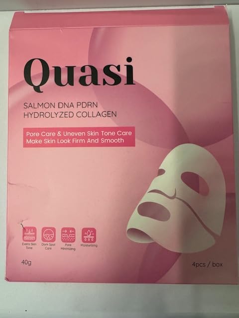 Quasi Salmon PDRN Collagen Mask – Korean Skin care Gel Face Mask for Hydration, Firming & Smoothing Skincare, Collagen Boost & Pore Care – 4 Masks, Non-Irritating, Natural Ingredients