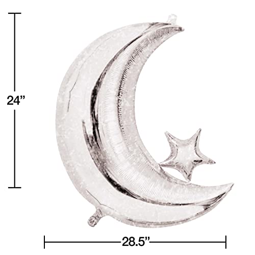 Image of Starry Night Moon Shaped Metallic Balloon