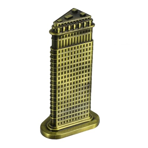 TEHAUX レトロデザイン建築模型 熨斗大厦 メタリック建物彫刻 インテリア装飾品 ユニーク置物 向けホームデコ