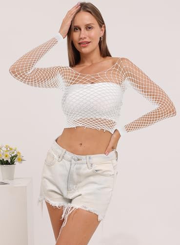 Image of Lemon Girl Women Fishnet Crop Tops Lingerie Babydoll Top Chemise One Size US 2-18