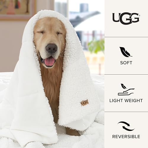 UGG 35989 Nita Warm Soft Reversible Cute Throw Blanket Fleece Thick Aesthetic Preppy Fluffy Cozy Minky Couture Down Alternative Fill Machine Washable Throw for Couch and Bed, 50 x 70-Inch, Snow - Image 4