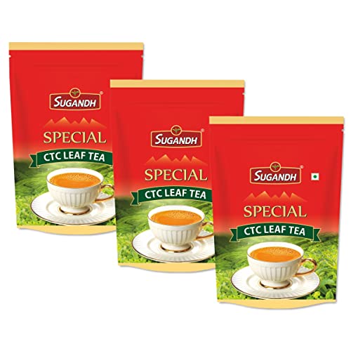Image of Sugandh Special CTC Leaf Tea | 1KG X 3 | Pack of 3 | 3KG | | CTC Processing | Strong and Rich in Taste | Aromatic Flavour | 100% Natural Ingredients | A Perfect Premium Cup of Tea for Chai Lover