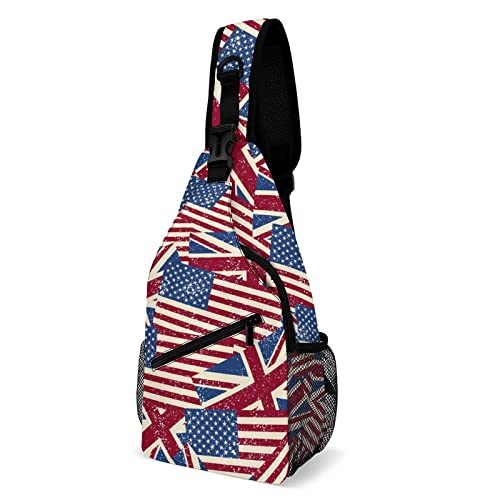 Sac de Poitrine Motif USA et UK Idéal pour le Camping et les Sorties Casual